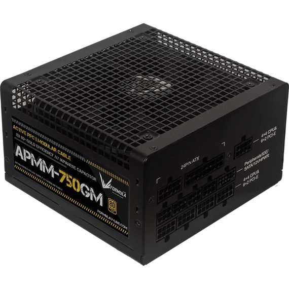 Formula Tápegység 750W - APMM-750GM (80 Plus Gold, ATX3.1/PCIe 5.1, Aktív PFC, 14cm, Full Moduláris)