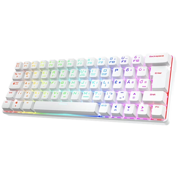 Spirit of Gamer Billentyűzet Mechanikus - XPERT K200 White  (TKL, SOG red, RGB LED,USB, anti-ghosting, fehér, magyar)