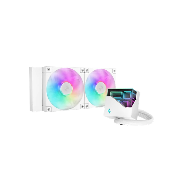 DeepCool CPU Water Cooler - LT240 WH ARGB (max 19dB; max. 145,86 m3/h; 2x12cm, fehér)
