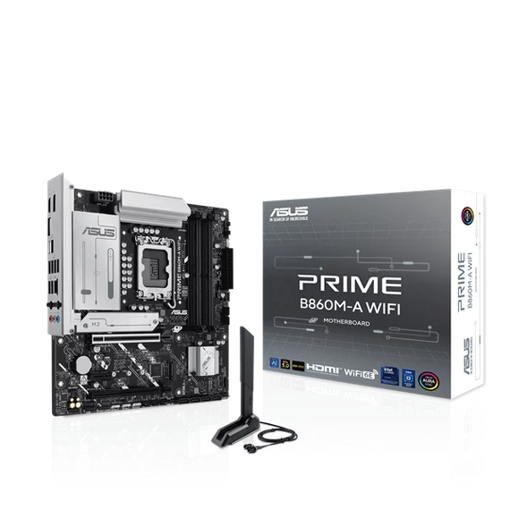 Asus Alaplap - Intel PRIME B860M-A WIFI s1851 (B860, 4xDDR5 8666+MHz, 4xSATA3, 2xM.2, HDMI+2xDP)