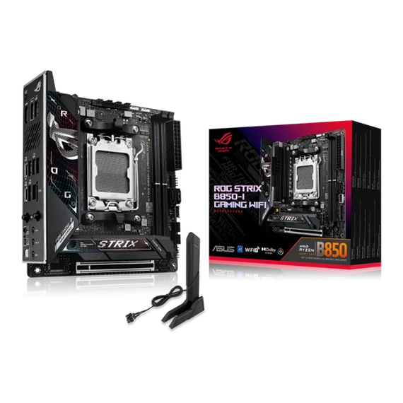 Asus Alaplap - AMD ROG STRIX B850-I GAMING WIFI AM5 (B850, ATX, 2xDDR5 8400+MHz, 2xSATA3, 2x M.2, HDMI+USB-C)