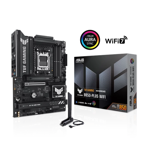 Asus Alaplap - AMD TUF GAMING B850-PLUS WIFI AM5 (B850, ATX, 4xDDR5 8000+MHz, 4xSATA3, 3x M.2, HDMI+DP)
