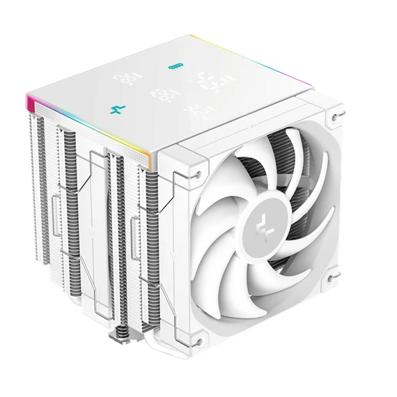 DeepCool CPU Cooler - AK620 DIGITAL PRO WH (25 dB; max, 103,45 m3/h; 4pin csatlakozó, 6 db heatpipe, 2x12cm, PWM, fehér)