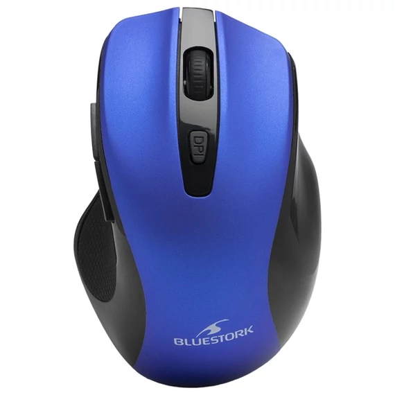 Bluestork Vezeték nélküli Egér - M-WL-OFF75-BLUE (Rechargeable, 1600 DPI, 6 gomb, optikai, kék)
