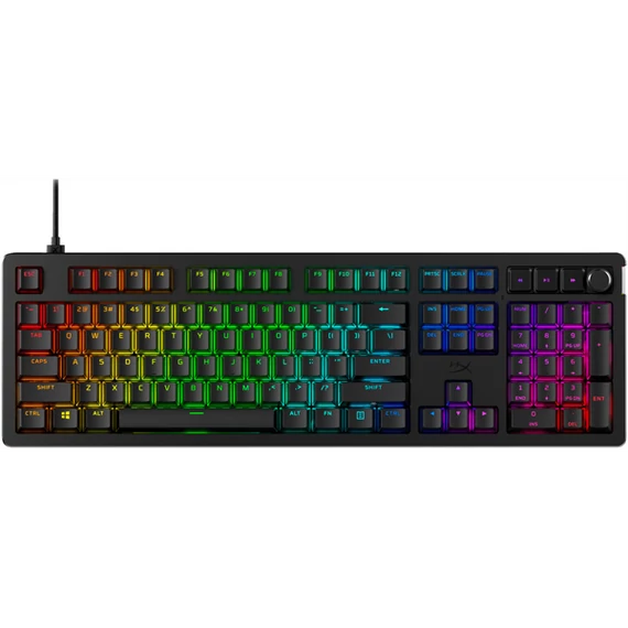 HyperX Mechanikus Billentyűzet - Alloy Rise Red US (Vezetékes, USB, 108 gomb, HX Red switch, angol kiosztás, fekete)
