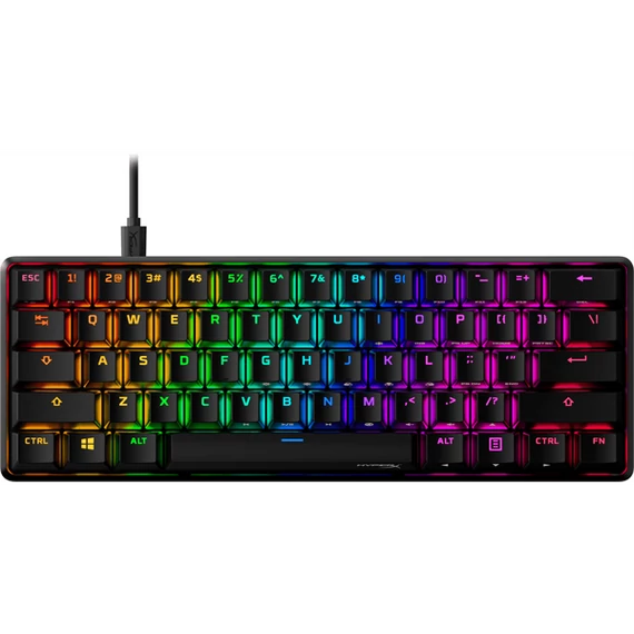 HyperX Mechanikus Billentyűzet - Alloy Origins 60 (Vezetékes, USB, 60 gomb, HX Red switch, angol kiosztás, fekete)