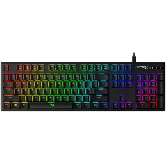 HyperX Mechanikus Billentyűzet - Alloy Origins Aqua (Vezetékes, USB, 81 gomb, HX Aqua switch, angol kiosztás, fekete)