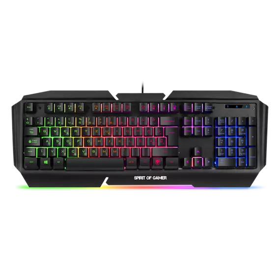 Spirit of Gamer Billentyűzet - PRO-K5 (105 gomb, Fém felső rész, RGB LED, USB, 19 anti-ghost, fekete, magyar)