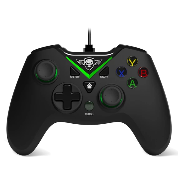 Spirit of Gamer Gamepad - PGX WIRED Green (USB, 1,8m kábel, Vibration, PC kompatibilis, fekete-zöld)
