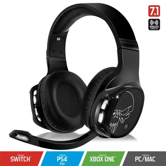 Spirit of Gamer Wireless Fejhallgató - MIC-XH1100 (MultiPlatform,7.1,mikrofon, hangerőszabályzó, nagy-párnás, fekete)