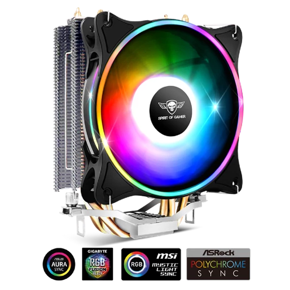 Spirit of Gamer CPU Cooler - CPU AIRCOOLER 120 MM ARGB (27dB; 2500 RPM; 1x12cm; aluminium/réz)