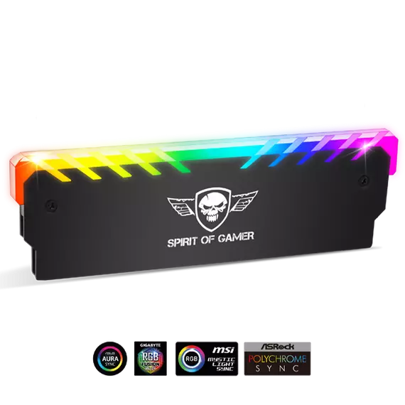 Spirit of Gamer Memória Hűtő - HEATSINK RGB MEMORY (DDR3/DDR4, RGB, aluminium, fekete)