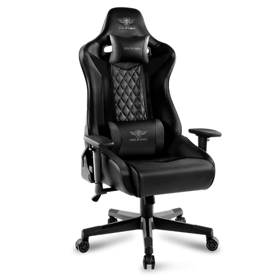 Spirit of Gamer szék - CRUSADER Black (állítható dőlés/magasság/kartámasz; max.120kg-ig, fekete)