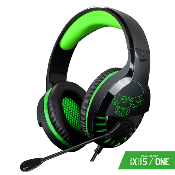 Spirit of Gamer Fejhallgató - PRO-H3 Xbox (Xbox One/Series X/S, mikrofon, 3.5mm jack, hangerőszabályzó, 1m kábel, zöld)