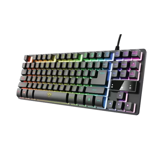 Trust Billentyűzet Gamer - GXT 833 Thado (RGB LED háttérvilágítás; TKL méret; USB; fekete; magyar)