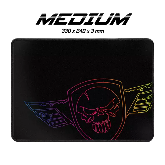 Spirit of Gamer Egérpad - Darkskull Mouse Pad - M (330 x 240 x 3mm; varrott szélek; fekete)