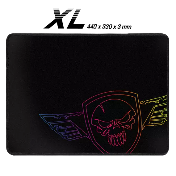 Spirit of Gamer Egérpad - Darkskull Mouse Pad - King Size (430 x 330 x 3mm; varrott szélek; fekete)