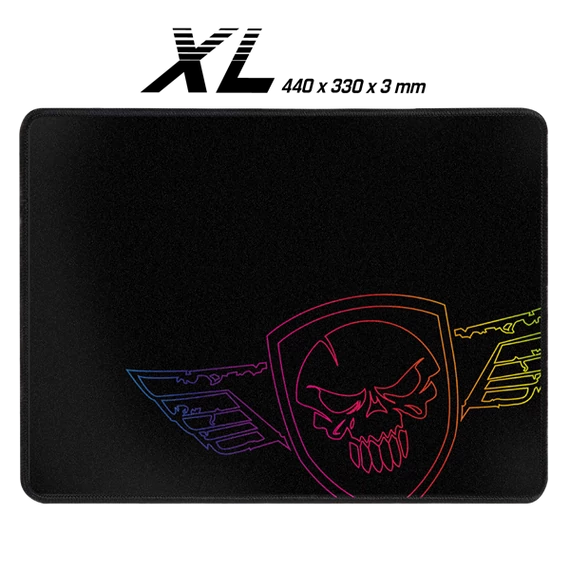 Spirit of Gamer Egérpad - Darkskull Mouse Pad - King Size (430 x 330 x 3mm; varrott szélek; fekete)