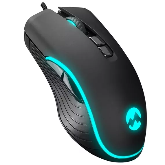 Everest Gamer Egér - SM-G56 CORAX  (7200 DPI, 7gomb, 1,5m harisnyázott kábel,optikai, fekete, RGB LED)