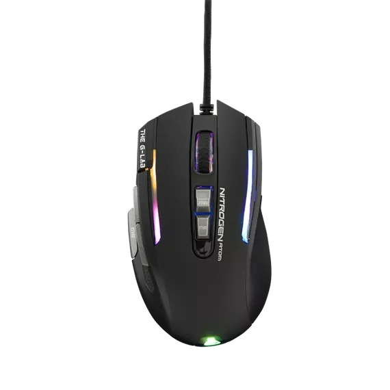 The G-Lab Gamer Egér - KULT NITRO ATOM (4800 DPI, 9 gomb, makro, 1,8m kábel, RGB LED, fekete)