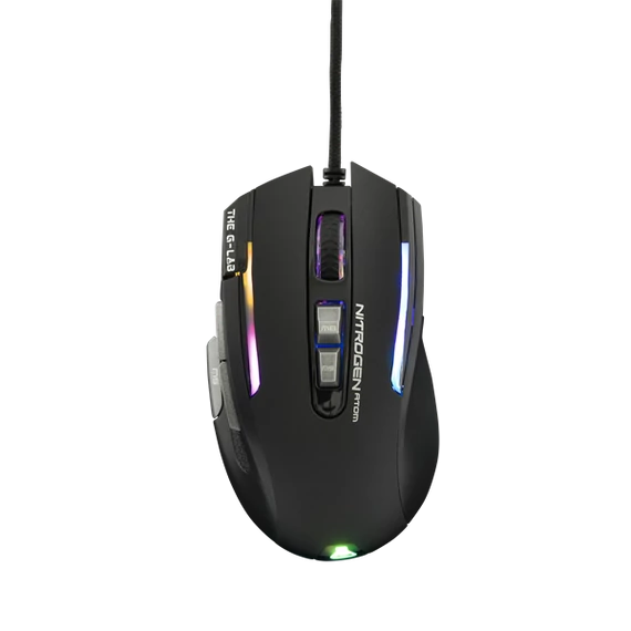 The G-Lab Gamer Egér - KULT NITRO ATOM (4800 DPI, 9 gomb, makro, 1,8m kábel, RGB LED, fekete)