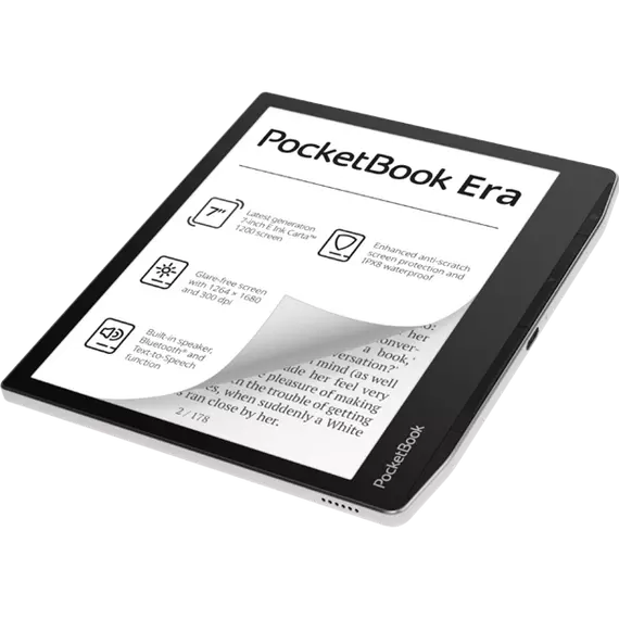 POCKETBOOK e-Reader - PB700 ERA ezüst (7"E Ink Carta1200, Cpu: 1GHz, 16GB,1700mAh, wifi, B, USB-C, kép megvilágítás)