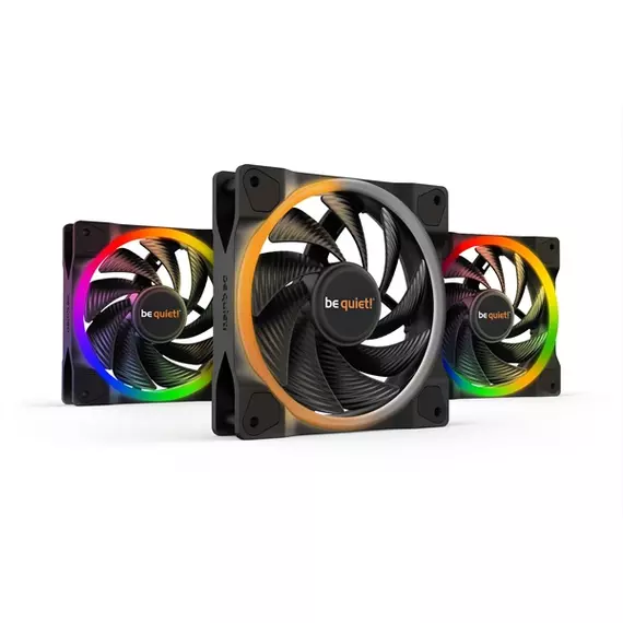 Be Quiet! Cooler 12cm - LIGHT WINGS 120mm PWM high-speed Triple-Pack (RGB, 2500rpm, 31dB, fekete)