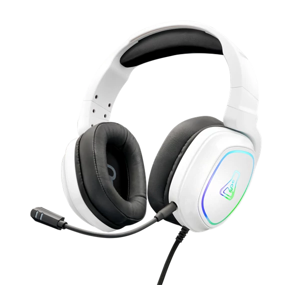 The G-Lab Fejhallgató - KORP RADIUM WHITE (mikrofon,USB, 3,5mm Jack, hangerőszabályzó, LED,nagy-párnás)