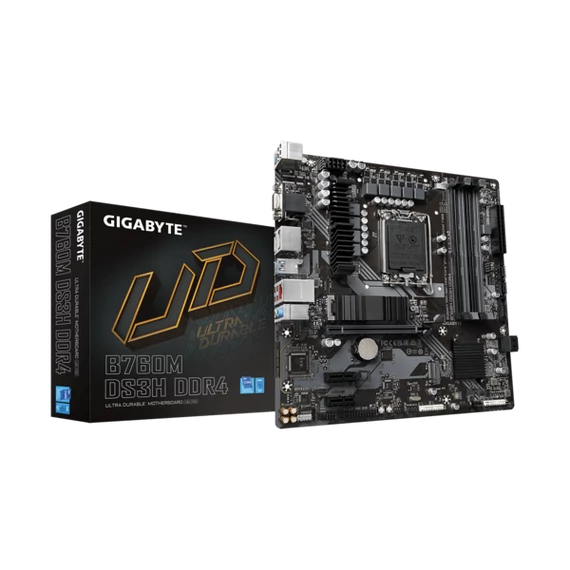 Gigabyte Alaplap - Intel B760M DS3H DDR4 s1700 (B760, 4xDDR4 3200MHz, DP/HDMI, 4xSATA3, M.2, 6xUSB2.0, 6xUSB3.1)