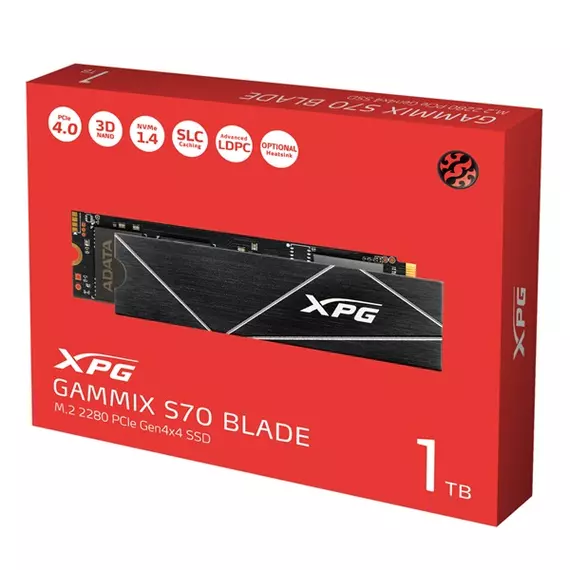 ADATA SSD 1TB - XPG GAMMIX S70 BLADE (3D, M.2 PCIe Gen 4x4, r:7400 MB/s, w:5500 MB/s, PS5 Ready)