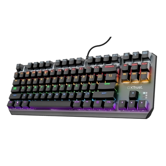 Trust Billentyűzet Gamer - GXT834 Callaz TKL (USB; fekete; mechanikus gombok; világítás; US)