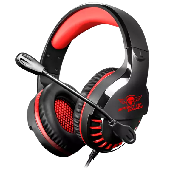 Spirit of Gamer Fejhallgató - PRO-H3 Red (MultiPlatform, mikrofon, 3.5mm jack, hangerőszabályzó, 2m kábel, piros)