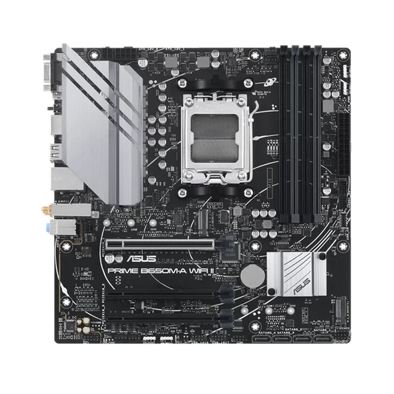 Asus Alaplap - AMD PRIME B650M-A WIFI II AM5 (B650, ATX, 4xDDR5 6400+MHz, 4xSATA3, 2x M.2, HDMI+DP+VGA)