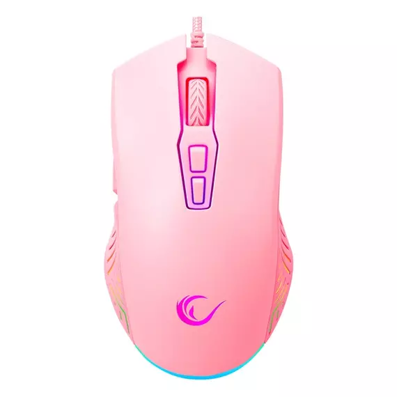 Rampage Egér Gamer - SMX-G68 SPEAR (7200DPI, 7 gomb, makro, RGB LED, 1,5m harisnyázott kábel, pink)