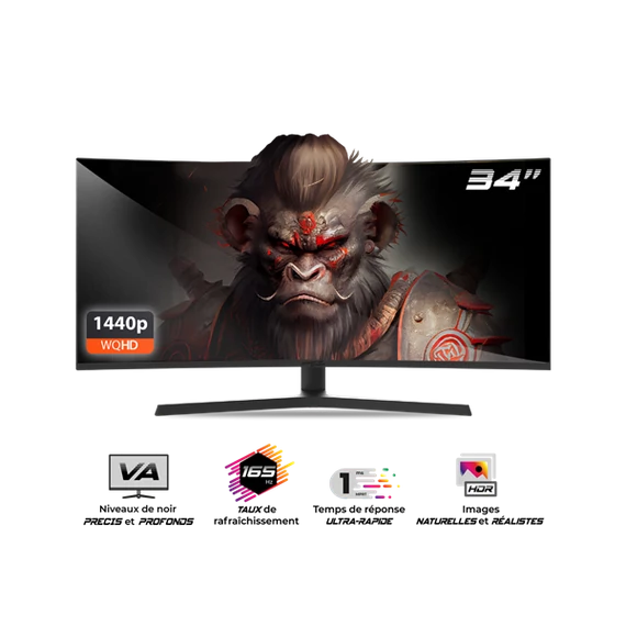 Spirit of Gamer Monitor 34" - EPIC 34" (VA, 21:9, 3440x1440, 1ms, 165 Hz, 400 cd/m2, 4000:1, HDMI/DP/3,5 mm Jack)