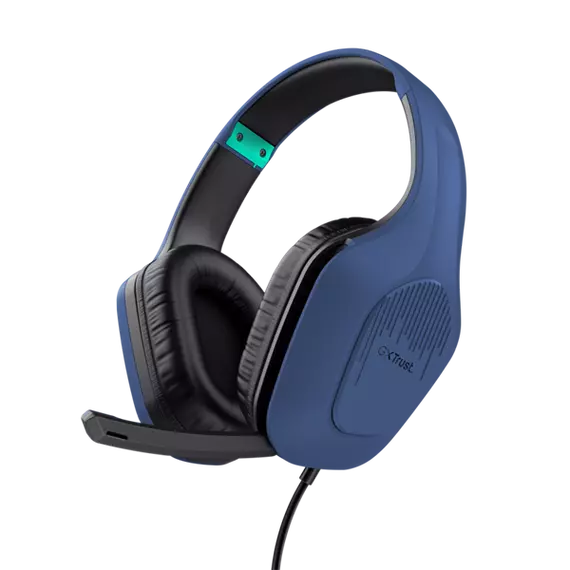 Trust Fejhallgató - GXT415 Zirox (multiplatform; nagy-párnás; mikrofon; hangerőszabályzó; 3.5mm jack; kék)