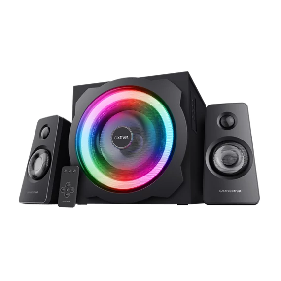 Trust Hangszóró 2.1 - GXT629 Tytan (RGB LED; 60W RMS; ERP II; hangerőszabályzó; 3,5mm jack; 230V tápcsatlakozó)