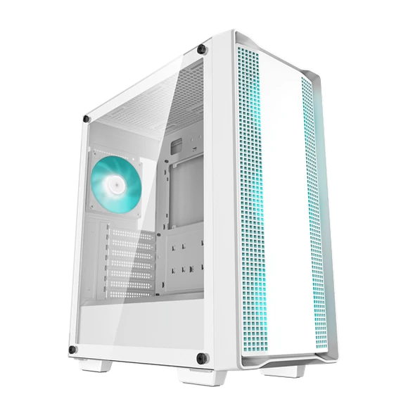 DeepCool Számítógépház - CC560 WHITE V2 (fehér, ablakos, 4x12cm LED venti, ATX, 1xUSB3.0, 1xUSB2.0, fehér)
