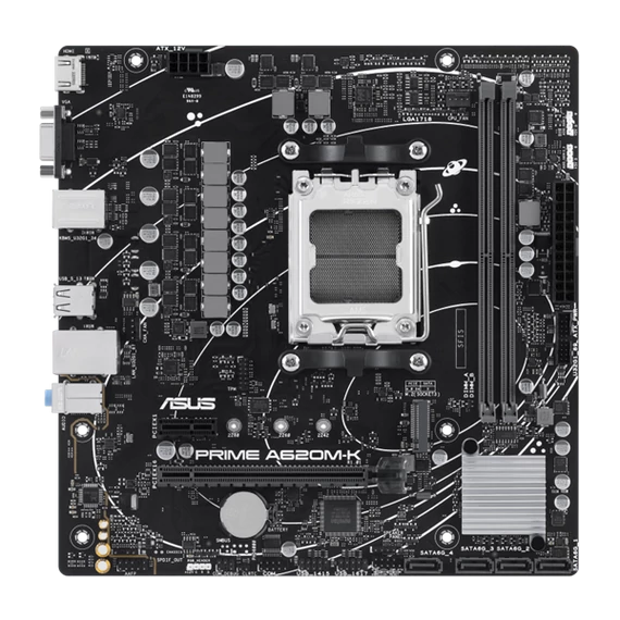 Asus Alaplap - AMD PRIME A620M-K AM5 (A620, 2xDDR5 7200+MHz, 1xGBE LAN, 1xM.2, 4xSATA3, VGA+HDMI)