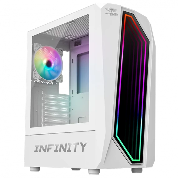 Spirit of Gamer Számítógépház - INFINITY White (fekete, ablakos, 2x12cm ventilátor, alsó táp,  ATX, 1xUSB3.0, 2xUSB2.0)