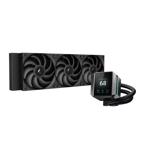 DeepCool CPU Water Cooler - MYSTIQUE 360 (max 21dB; max. 123,09 m3/h; 3x12cm, LED kijelző, fekete)