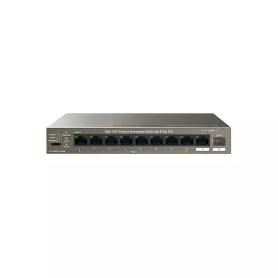 IP-COM Switch PoE - G1110PF-8-102W (9x1Gbps; 1x SFP; 8x af/at PoE+ port; 102W, Rackbe szerelhető)