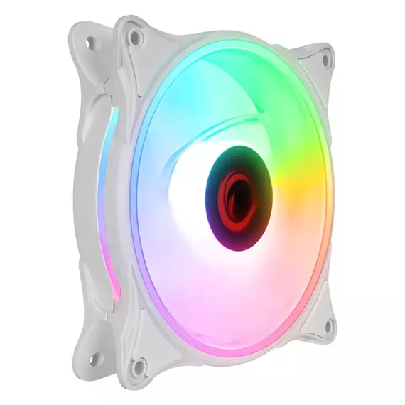 Rampage Cooler 12cm - GLARE F50 (64,56 m3/h, ház hűtésre, Rainbow LED, fehér)