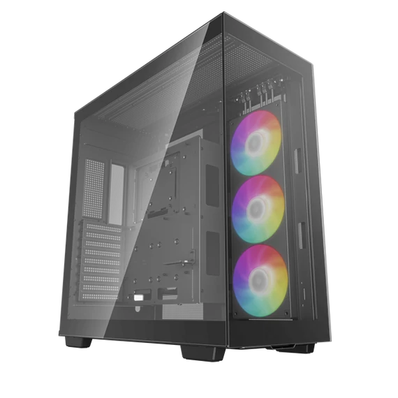 DeepCool Számítógépház - CH780 (fekete, ablakos, 3x140mm A-RGB ventilllátor, E-ATX, 4xUSB3.0)