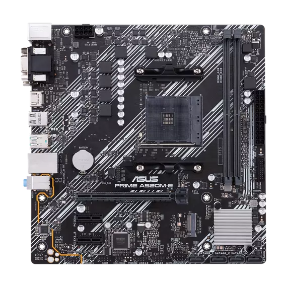 Asus Alaplap - AMD PRIME A520M-E/CSM AM4 (A520, 2xDDR4 4600MHz, 1xGBE LAN, 1xM.2, 4xSATA3, 6xUSB2.0, 7xUSB3.2)