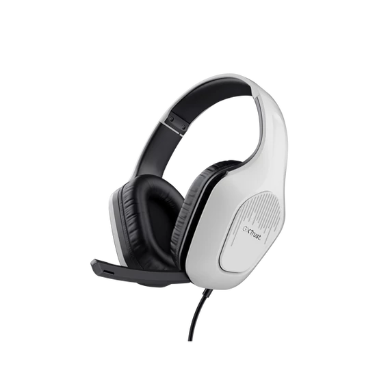 Trust Fejhallgató - GXT415 Zirox (multiplatform; nagy-párnás; mikrofon; hangerőszabályzó; 3.5mm jack; fehér)