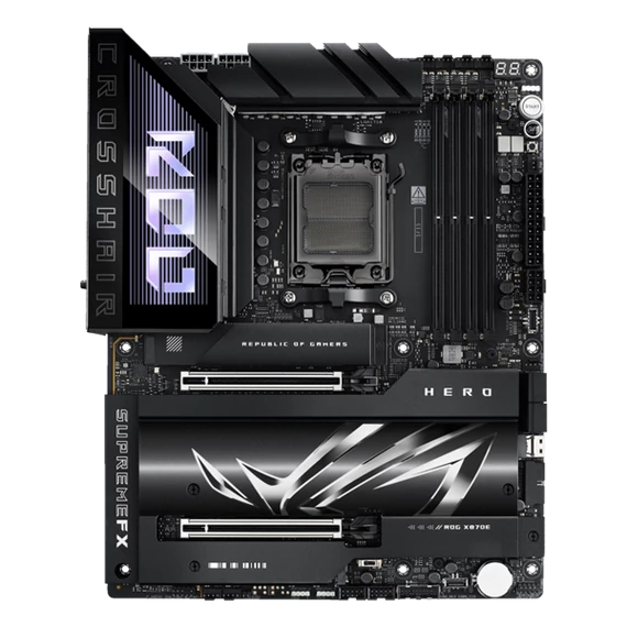 Asus Alaplap - AMD ROG CROSSHAIR X870E HERO AM5 (X870, ATX, 4xDDR5 8600+MHz, 4xSATA3, 5x M.2, HDMI+2xUSB4)