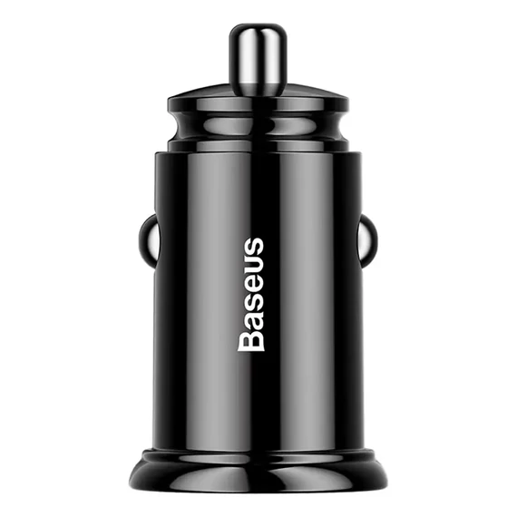 Baseus Circular autós gyorstöltő 2xUSB, QC 3.0, 5A, 30W (fekete)