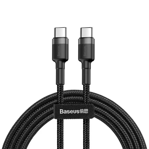 Baseus Cafule USB-C - USB-C PD 2.0 QC 3.0 kábel, 60 W, 2 m (fekete-szürke)