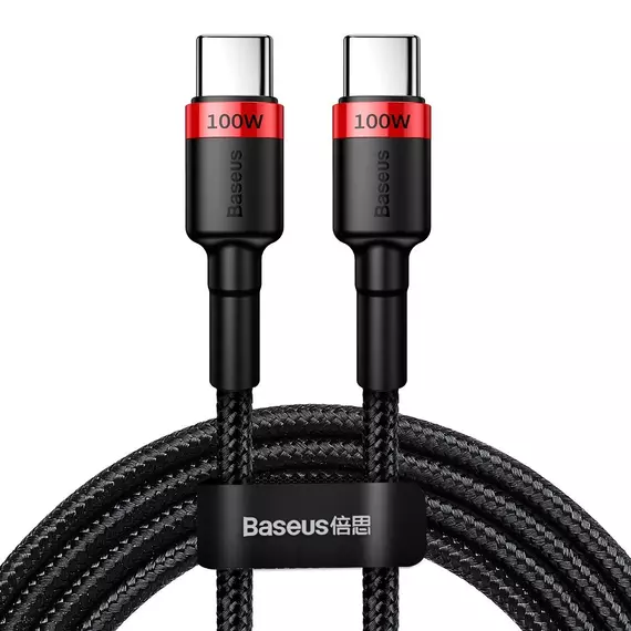 Baseus Cafule USB-C-USB-C kábel, QC 3.0, PD 2.0, 100 W, 5A, 2 m (piros-fekete)